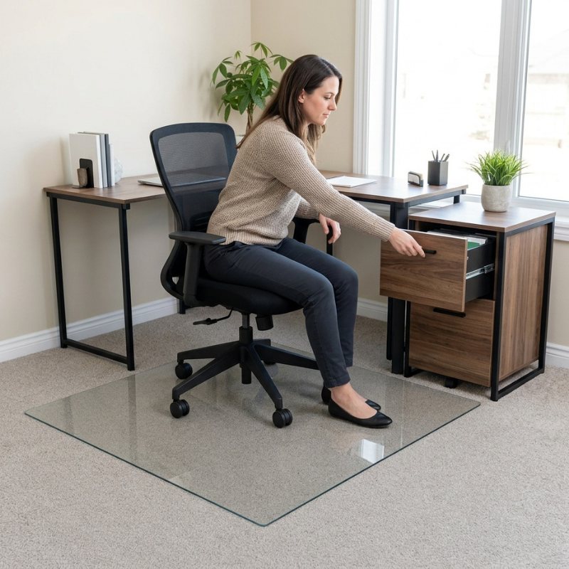 TheGlassMat Glass Chair Mat – Ultra Clear, 1/4-Inch Tempered Glass