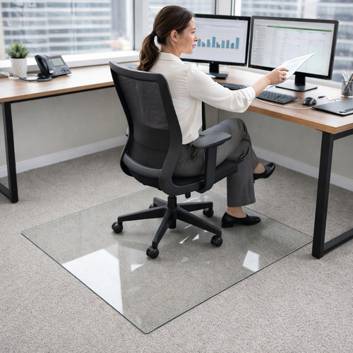 TheGlassMat Glass Chair Mat – Ultra Clear, 1/4-Inch Tempered Glass