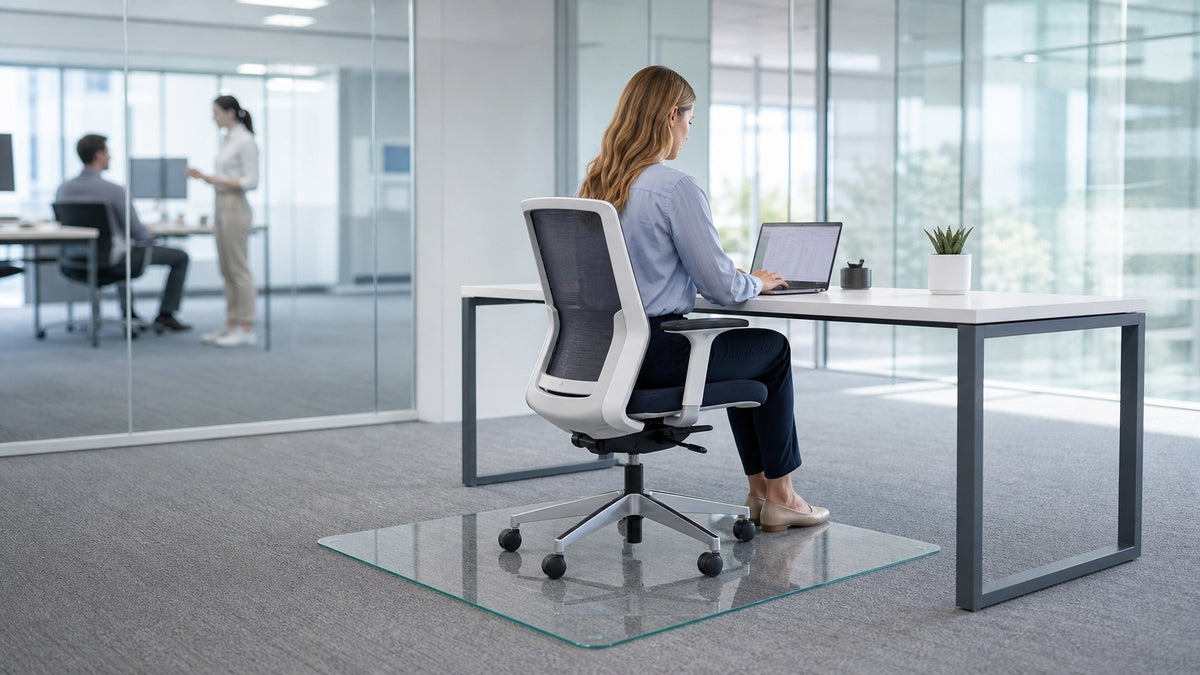 Clear finish GlassMat in a modern office